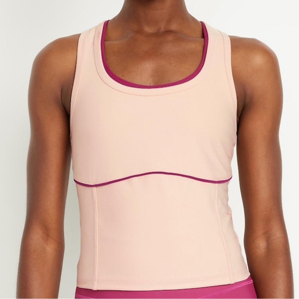 Old Navy Active PowerSoft White Sleeveless Cropped Built-In Bra Polo Top Size L